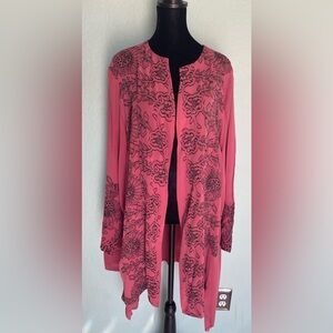 Floral Embroidered Coral Cardigan